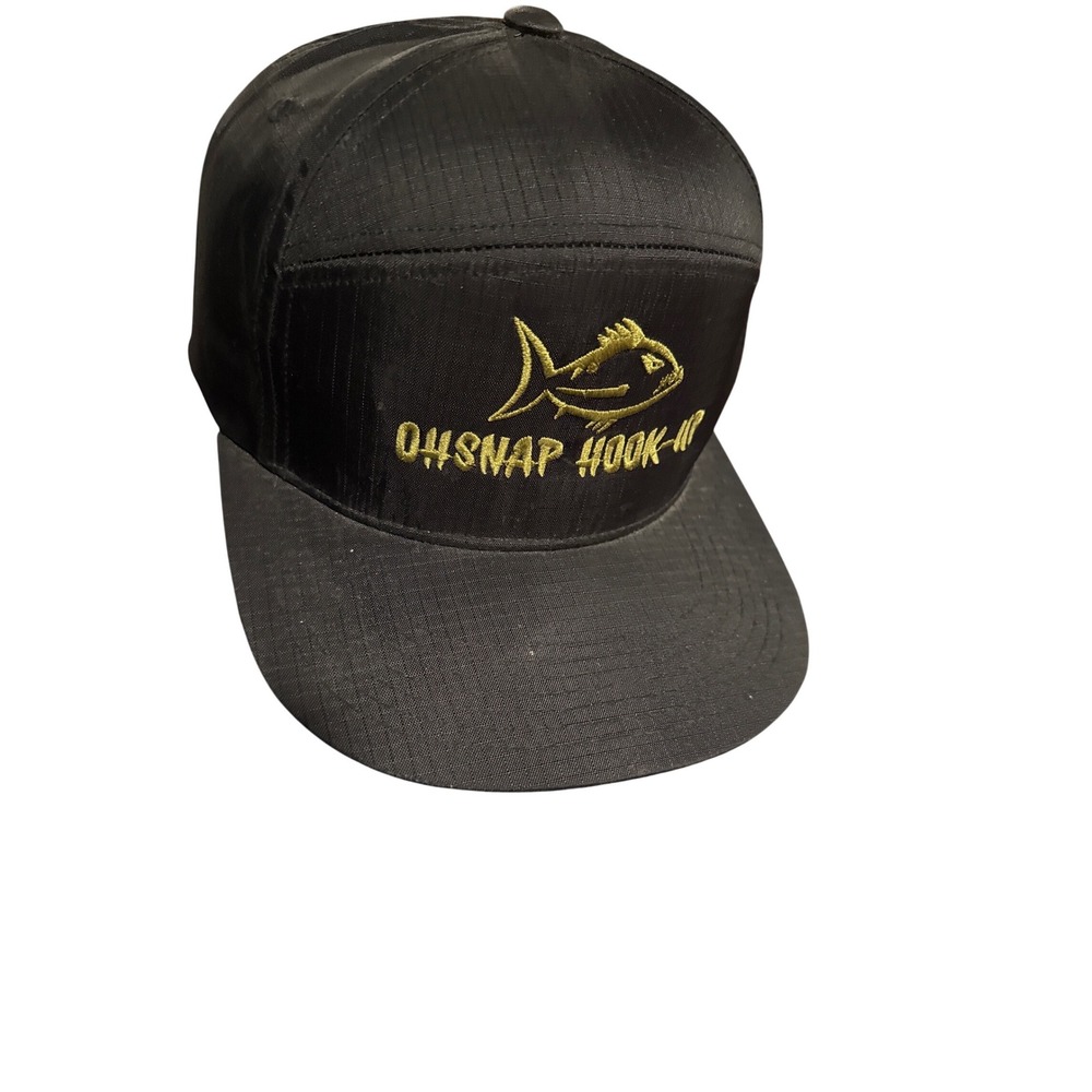 Pit Bull Ohsnap Hook-Up Black Ripstop 5-Panel Snapback Hat Fishing Gold Fish Cap